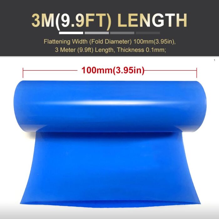 Besomi Electronics Blue PVC Heat Shrink Tubing - 100mm Width - Electrical Insulation Sleeve for Wire Cable Organization and DIY Projects, Home Electronics, Crafting, and Cable Management