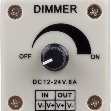 Besomi Electronics Dimmer LED Controller - Knob-Operated, Infinitely Adjustable Brightness - Single Output Channel, DC12 to 24V, 0.8A - Ideal for Lighting & Ceiling Fans