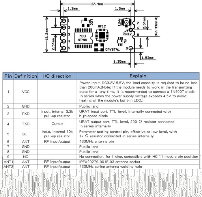 HC-12 Multichannel Embedded Wireless Data Transmission Module 433.4MHz to 473.0MHz