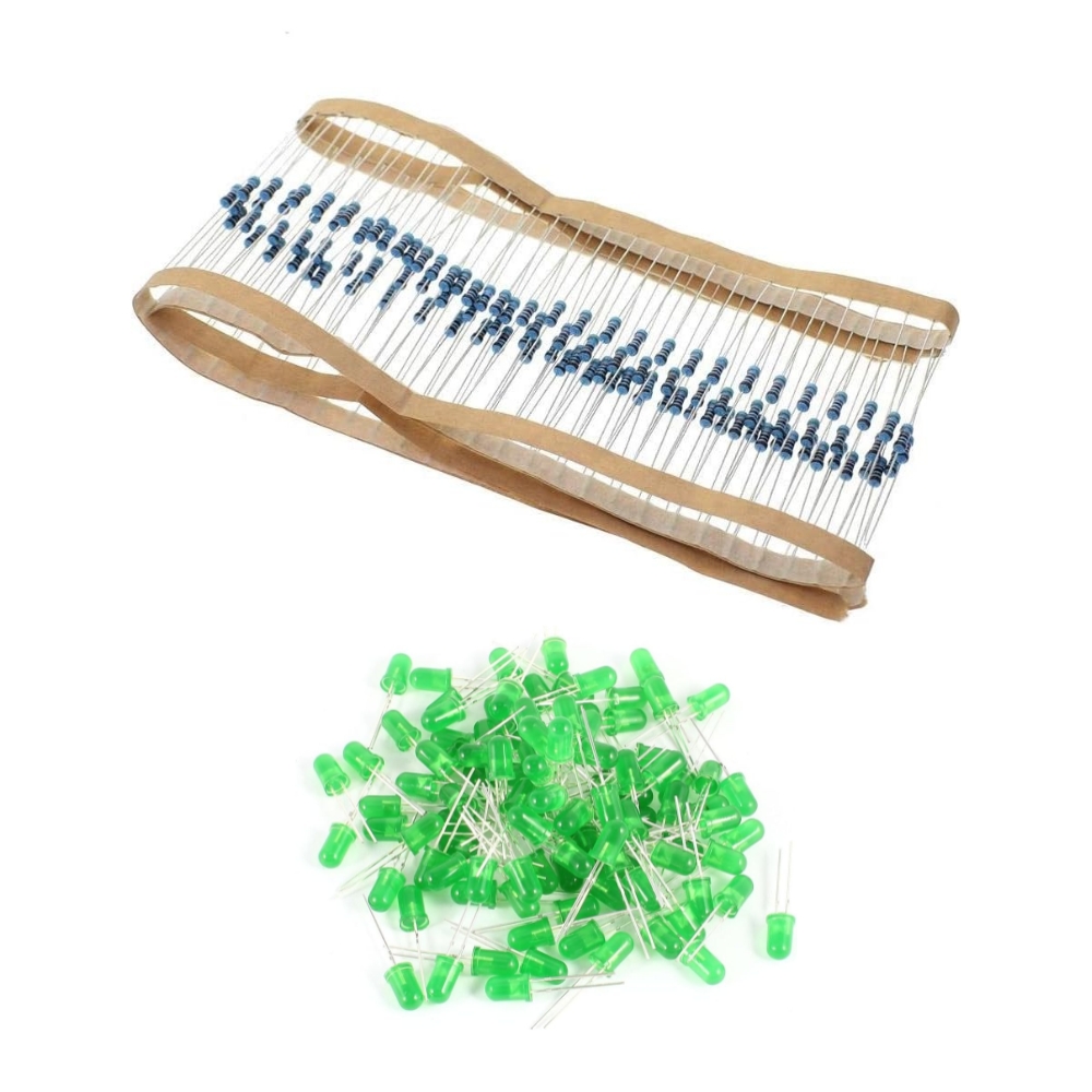 50xLED LIGHT WHITE Kit with 50x 200-Ohm Resistors - Professional LED Kit for Arduino and Raspberry Pi Projects . Green 1