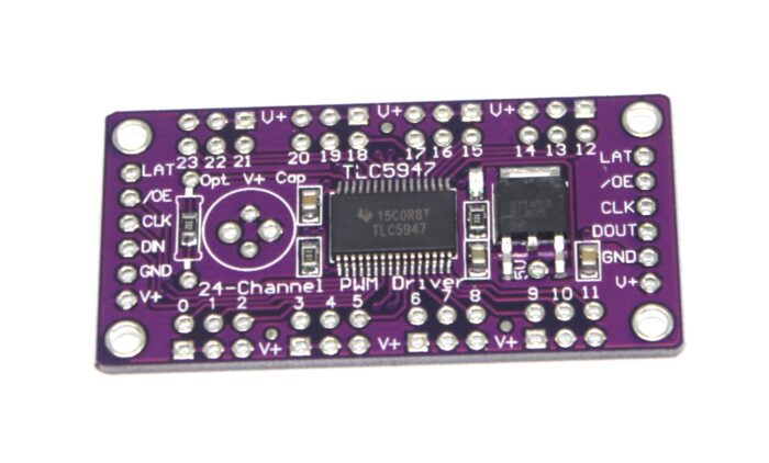 Besomi Electronics TLC5947 24-Channel PWM LED Driver Module - High-Speed Data Transfer at 30MHz - Internal GS Clock and Thermal Shutdown - PWM LED DRIVER MODULE WITH INTERNAL OSCILLATOR