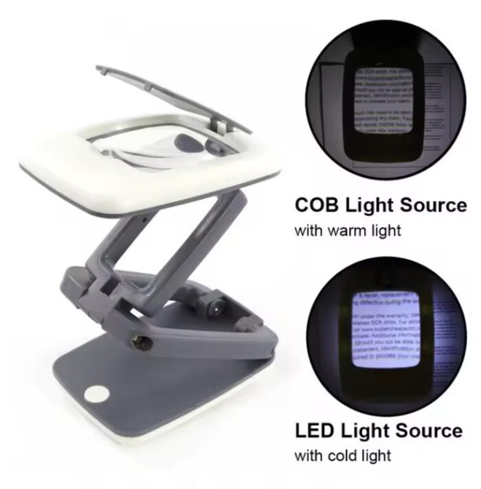 TH-7021 -Folding LED night Book reading light with 3X Magnifier LED Magnifying Glass reading lamp For elder