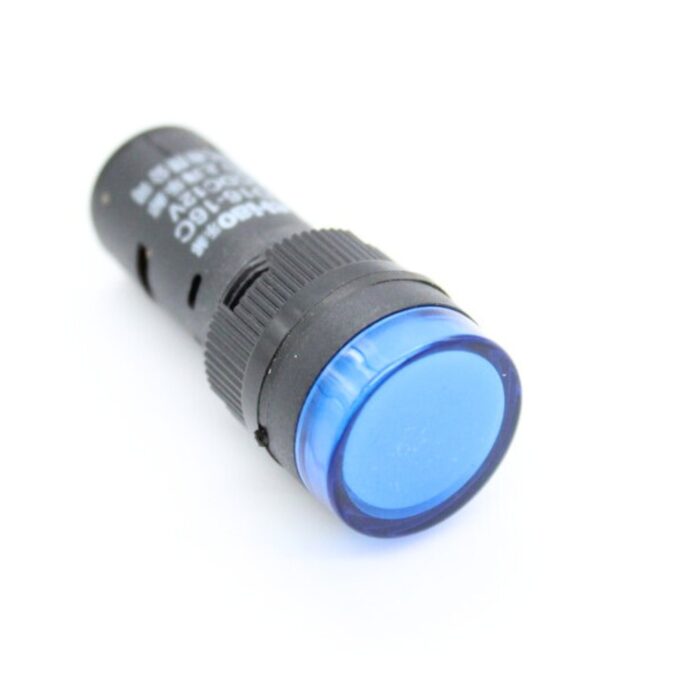 AD16-16C 12V Blue LED Indicator - Industrial Electrical Indicator Light with 16mm Hole Diameter .