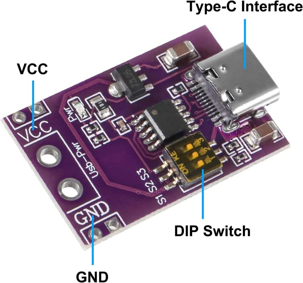 Type-C QC AFC PD2.0 PD3.0 to DC Fast Charge Decoy Trigger Support 5V 9V 12V 15V 20V Fixed Voltage Output