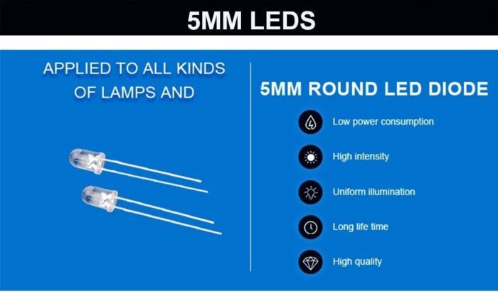 5MM Crystal White LED-High Intensity, Energy-Efficient, Long-Lasting for DIY Projects & Electronics