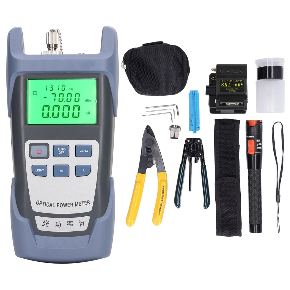 Fiber Optic Tools Kit with carrying bag- SGV305 Handheld Optical Power Meter Tester -Optical Power Meter for Light Power Measurement