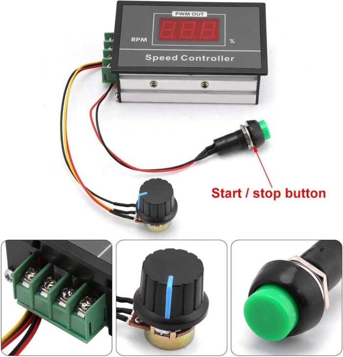 6-60V 30A PWM DC Motor Speed Controller Digital Regulator Variable Speed Switch Display LED Control Circuit Board Start Stop Switch 12V 24V 36V 48V