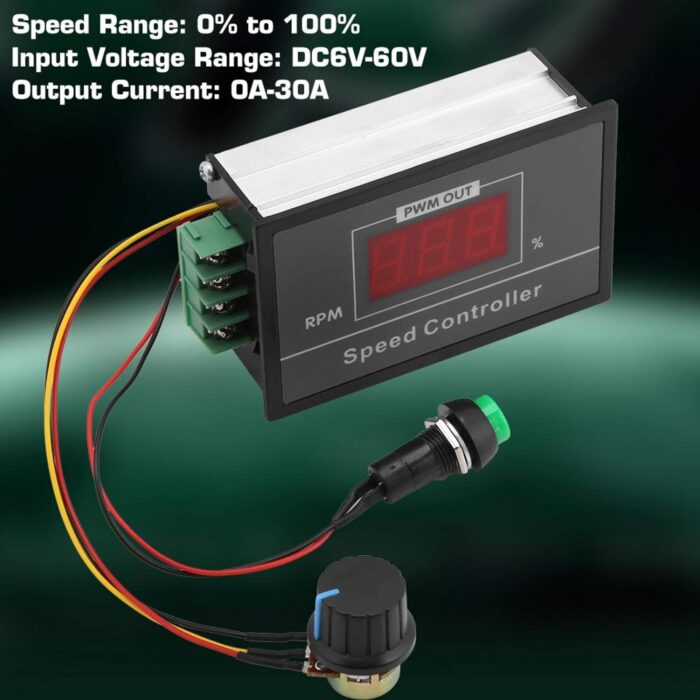 6-60V 30A PWM DC Motor Speed Controller Digital Regulator Variable Speed Switch Display LED Control Circuit Board Start Stop Switch 12V 24V 36V 48V