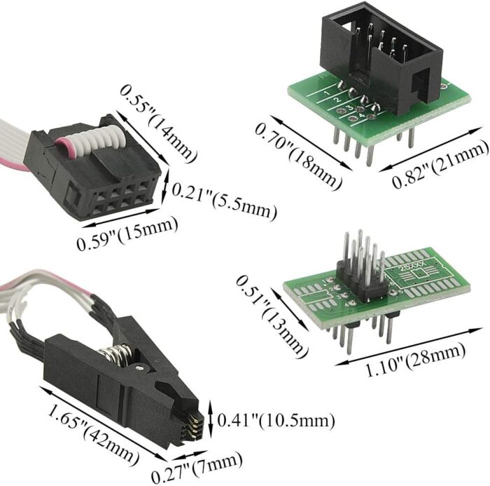  SOIC8 SOP8 EEPROM 93CXX/25CXX/24CXX Online Programming 2 Adapters Alligator Clips USB Programmer